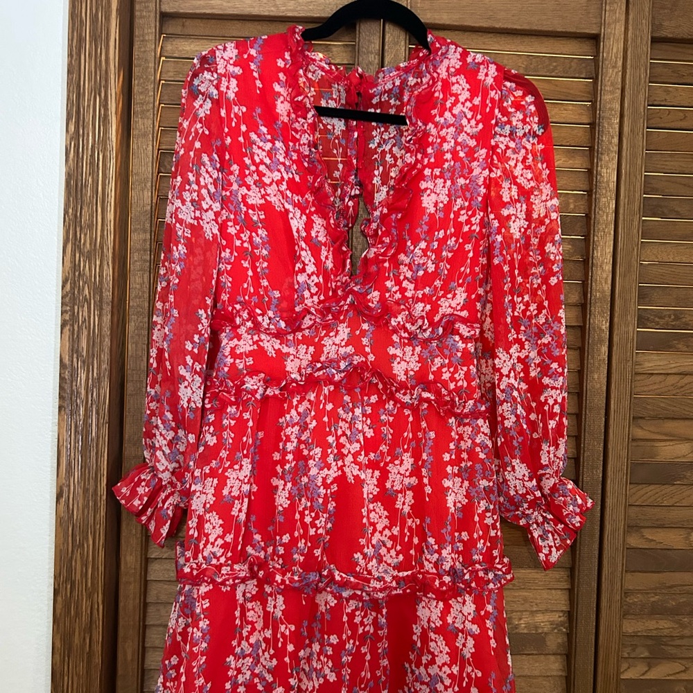 Floral Red Dress